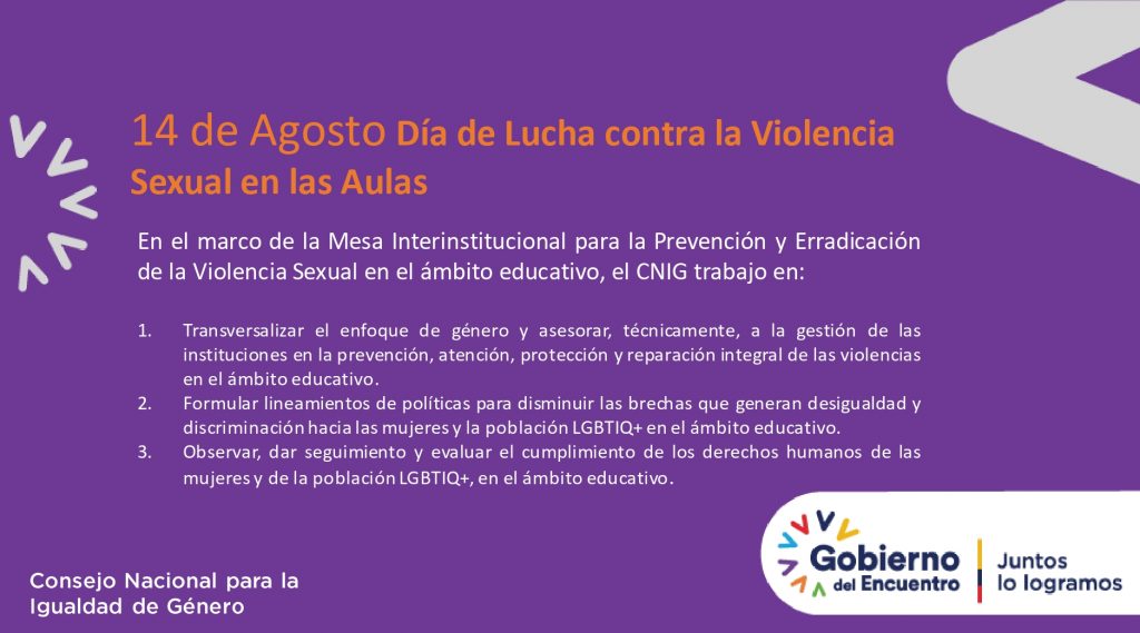 Campaña 14 de Agosto Día Oficial de Lucha contra la Violencia Sexual en ...