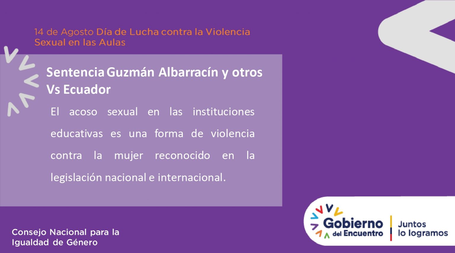 Campaña 14 de Agosto Día Oficial de Lucha contra la Violencia Sexual en ...